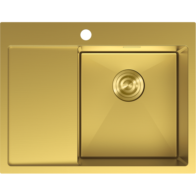 Mexen Exar stainless steel sink 1-bowl with drainer, right 620 x 480 mm, gold - 6432621005P-55