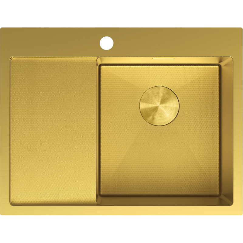 Mexen Exar Edelstahlspüle mit 1 Becken und Abtropffläche, rechts 620 x 480 mm, golden HC - 6432621005P-55HC
