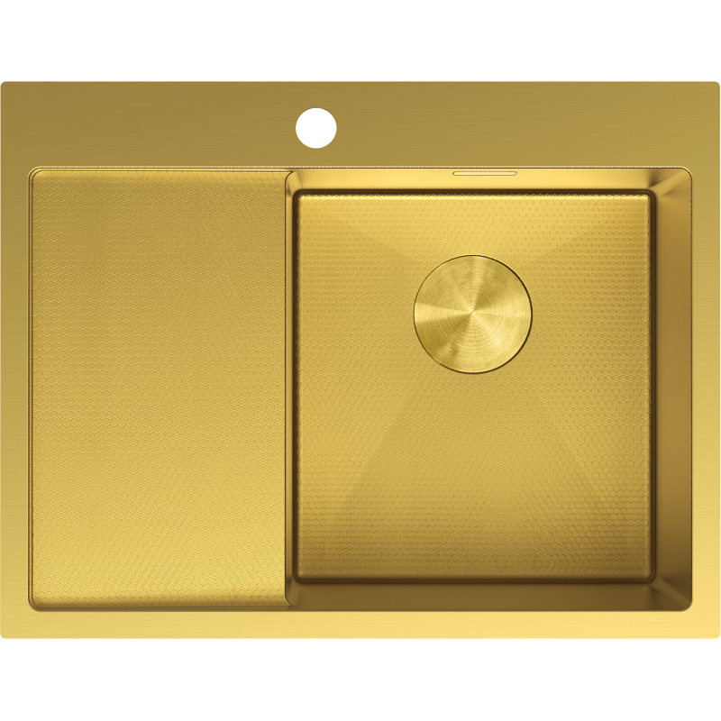 Mexen Exar steel sink single-bowl with drainer, right 620 x 480 mm, gold HC - 6432621005P-55HC