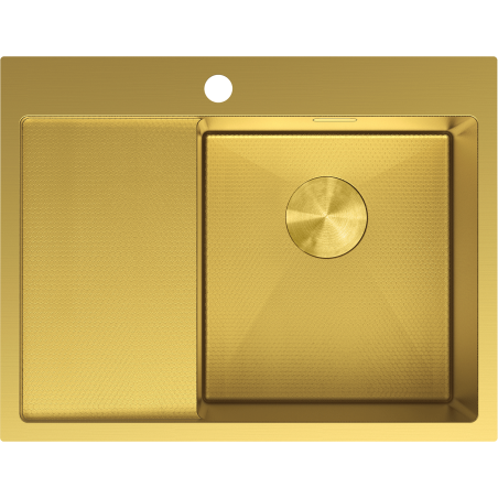 Mexen Exar steel sink single-bowl with drainer, right 620 x 480 mm, gold HC - 6432621005P-55HC