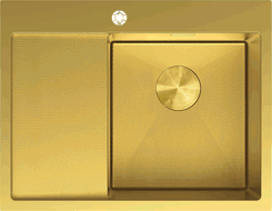 Mexen Exar stalen spoelbak 1-komorige met afdruiprek rechts 620 x 480 mm, goud HC - 6432621005P-55HC