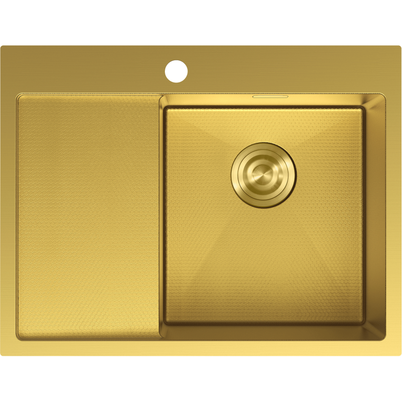 Mexen Exar ståldiskho med 1 kammare och höger avrinningsyta 620 x 480 mm, guld HC - 6432621005P-55HC