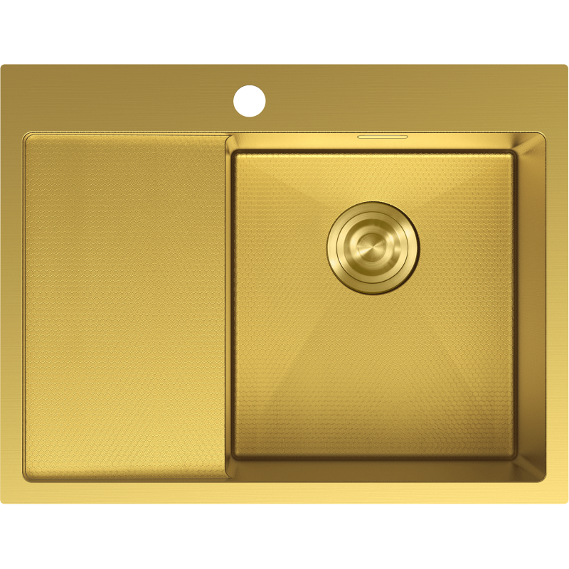 Mexen Exar teräksinen 1-allasinen tiskiallas, oikeanpuoleinen valumatasolla, 620 x 480 mm, kultainen HC - 6432621005P-55HC