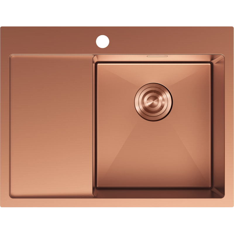 Mexen Exar rostfri diskbänk 1-fack med höger dräneringsbricka 620 x 480 mm, koppar - 6432621005P-65