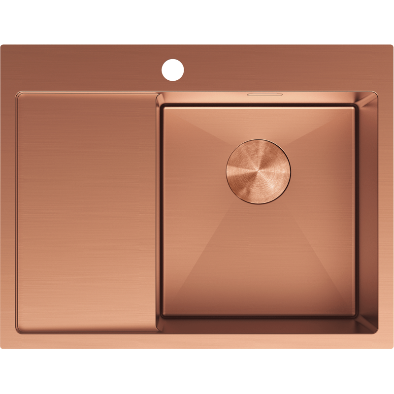 Mexen Exar lavello in acciaio inossidabile a 1 vasca con scolapiatti, destro 620 x 480 mm, rame - 6432621005P-65