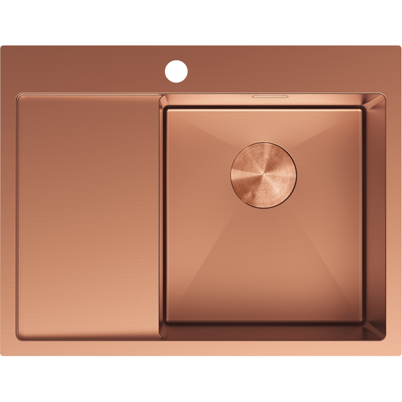 Mexen Exar stainless steel 1-bowl sink with drainer, right 620 x 480 mm, copper - 6432621005P-65