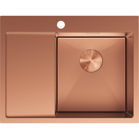 Mexen Exar fregadero de acero de 1 cubeta con escurridor, derecho 620 x 480 mm, cobre - 6432621005P-65