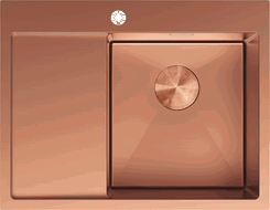 Mexen Exar Edelstahlspüle 1-Becken mit Abtropffläche, rechts 620 x 480 mm, Kupfer - 6432621005P-65