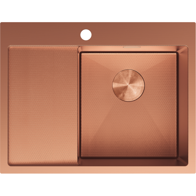 Mexen Exar Edelstahlspüle 1-beck mit Abtropffläche, rechts 620 x 480 mm, Kupfer HC - 6432621005P-65HC