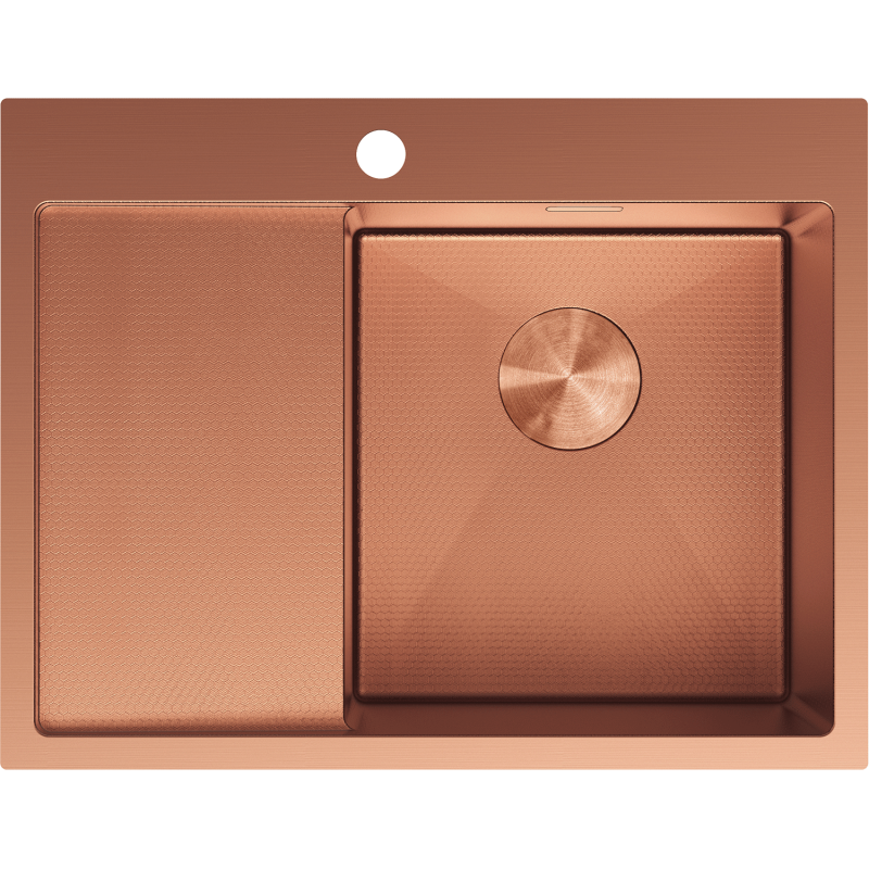 Mexen Exar lavello in acciaio inox a 1 vasca con sgocciolatoio, destro 620 x 480 mm, rame HC - 6432621005P-65HC