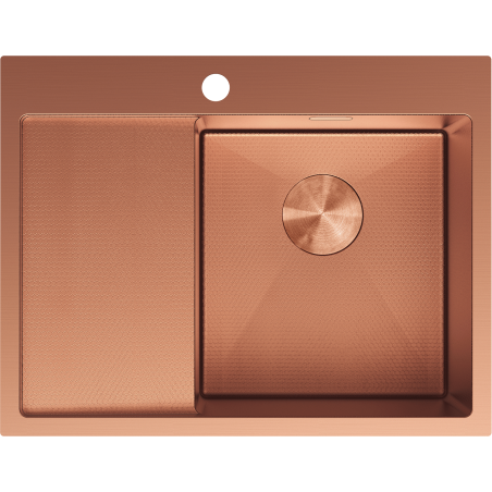 Mexen Exar fregadero de acero inoxidable de 1 seno con escurridor, derecho 620 x 480 mm, cobre HC - 6432621005P-65HC