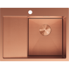 Mexen Exar 1-bowl stainless steel sink with drainer, right 620 x 480 mm, copper HC - 6432621005P-65HC