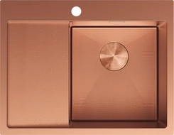 Mexen Exar évier en acier inoxydable 1 bac avec égouttoir, à droite 620 x 480 mm, cuivre HC - 6432621005P-65HC