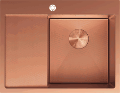 Mexen Exar stalen gootsteen 1-bak met afdruiprek, rechts 620 x 480 mm, koper HC - 6432621005P-65HC