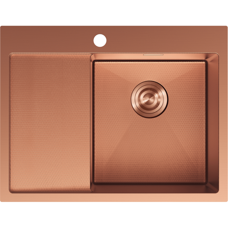 Mexen Exar lavello in acciaio inox a 1 vasca con sgocciolatoio, destro 620 x 480 mm, rame HC - 6432621005P-65HC