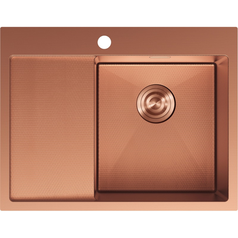 Mexen Exar zlewozmywak stalowy 1-komorowy z ociekaczem, prawy 620 x 480 mm, miedź HC - 6432621005P-65HC