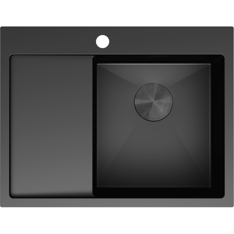 Mexen Exar fregadero de acero inoxidable de 1 compartimento con escurridor, derecho 620 x 480 mm, negro - 6432621005P-70