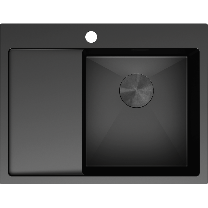 Mexen Exar lava-loiça de aço inoxidável 1 cuba com escorredor à direita 620 x 480 mm, preto - 6432621005P-70