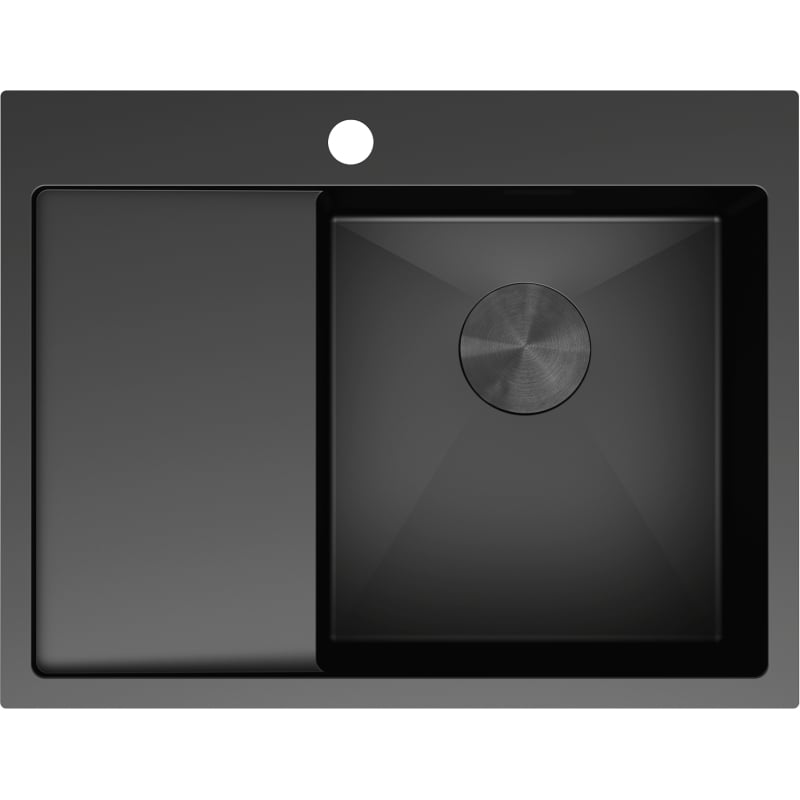 Mexen Exar stainless steel sink 1-bowl with drainer, right 620 x 480 mm, black - 6432621005P-70