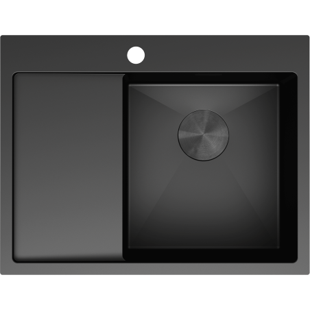 Mexen Exar Edelstahlspüle 1-becken mit Abtropffläche rechts 620 x 480 mm, schwarz - 6432621005P-70