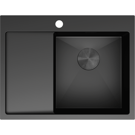 Mexen Exar lavello in acciaio 1 vasca con scolapiatti, destro 620 x 480 mm, nero - 6432621005P-70