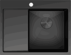 Mexen Exar évier en acier inoxydable 1 bac avec égouttoir à droite 620 x 480 mm, noir - 6432621005P-70