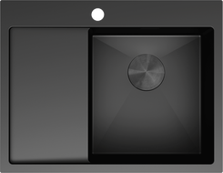 Mexen Exar stalen gootsteen 1-kamerig met afdruipplaat, rechts 620 x 480 mm, zwart - 6432621005P-70