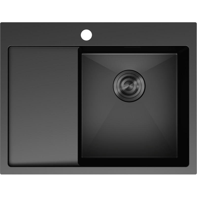 Mexen Exar Edelstahlspüle 1-becken mit Abtropffläche, rechts 620 x 480 mm, schwarz - 6432621005P-70