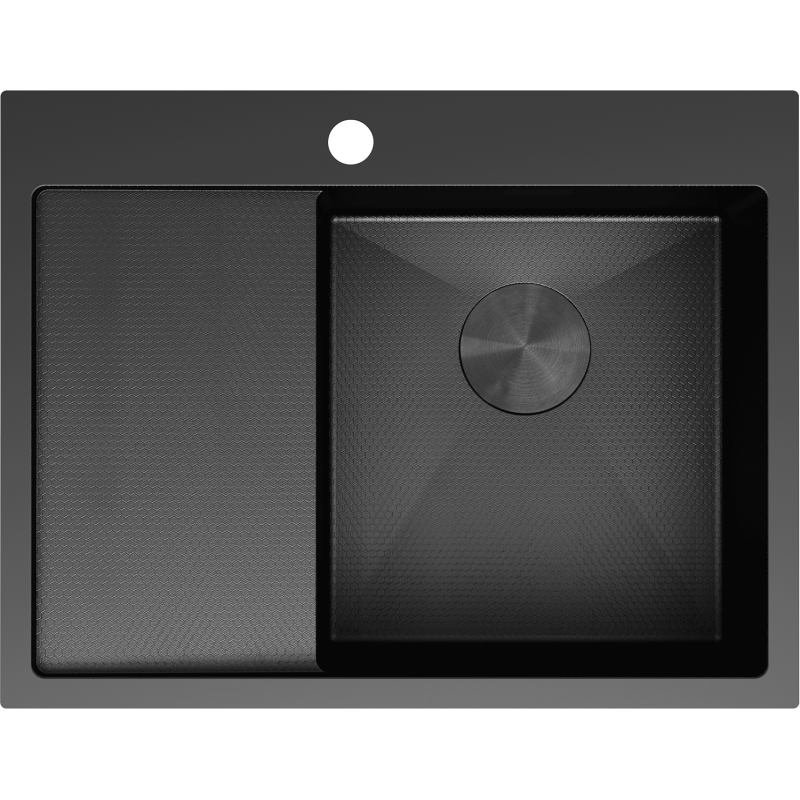 Mexen Exar lavello in acciaio inox 1-vasca con sgocciolatoio, destro 620 x 480 mm, nero HC - 6432621005P-70HC