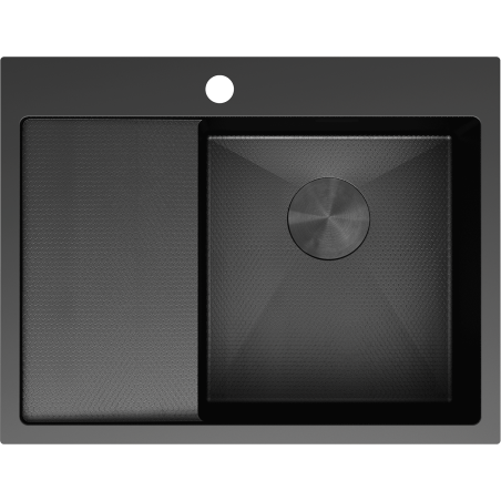 Mexen Exar Évier en acier inoxydable 1 bac avec égouttoir, côté droit 620 x 480 mm, noir HC - 6432621005P-70HC