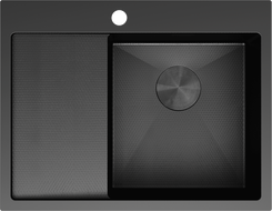 Mexen Exar lavello in acciaio inox 1-vasca con sgocciolatoio, destro 620 x 480 mm, nero HC - 6432621005P-70HC