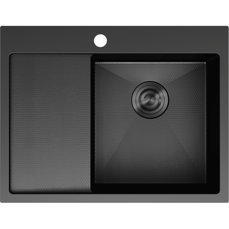 Mexen Exar fregadero de acero inoxidable de 1 cubeta con escurridor, derecho 620 x 480 mm, negro HC - 6432621005P-70HC
