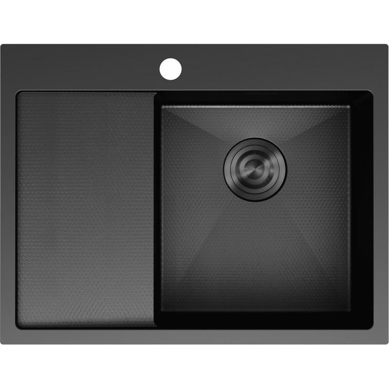 Mexen Exar zlewozmywak stalowy 1-komorowy z ociekaczem, prawy 620 x 480 mm, czarny HC -6432621005P-70HC
