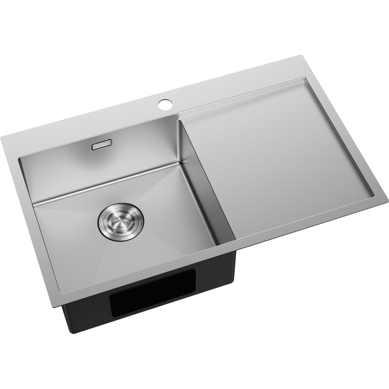 Mexen Exar Edelstahlspüle 1-Becken mit linker Abtropffläche 780 x 480 mm, Inox - 6433781010L-01