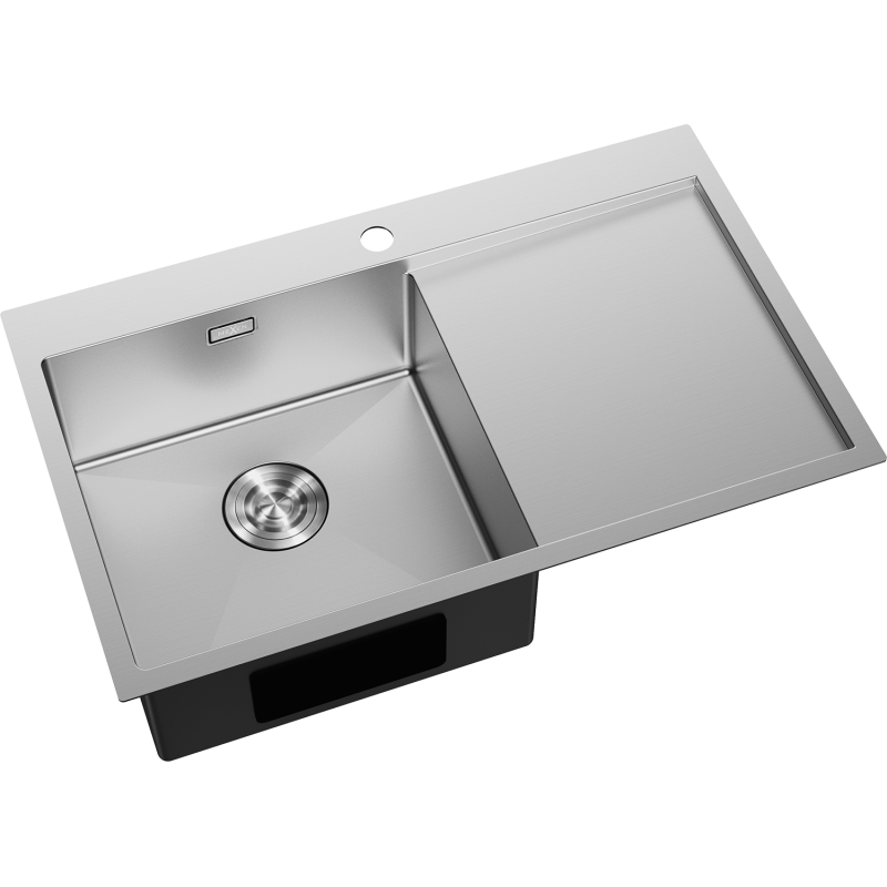 Mexen Exar évier en acier inoxydable à 1 bac avec égouttoir, gauche 780 x 480 mm, inox - 6433781010L-01
