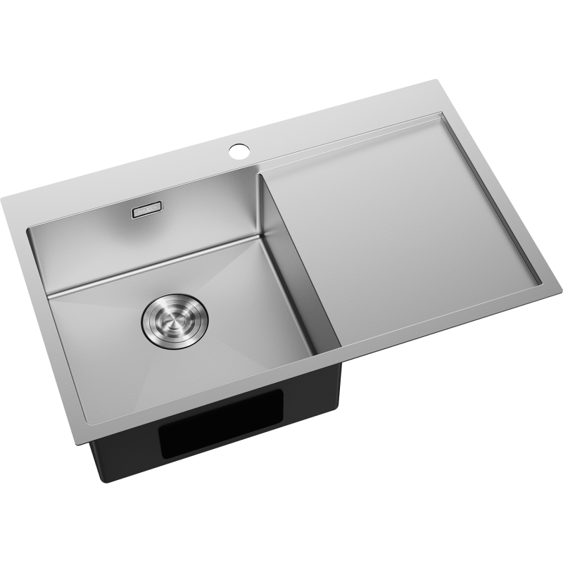 Mexen Exar fregadero de acero 1 cubeta con escurridor, izquierdo 780 x 480 mm, inox - 6433781010L-01
