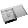 Mexen Exar stalen spoelbak 1-kamerig met linker afdruiprek 780 x 480 mm, inox - 6433781010L-01