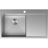 Mexen Exar stalen spoelbak 1-kamerig met linker afdruiprek 780 x 480 mm, inox - 6433781010L-01