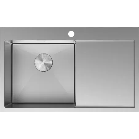 Mexen Exar lava-loiça de aço inoxidável de 1 bacia com escorredor à esquerda 780 x 480 mm, inox - 6433781010L-01