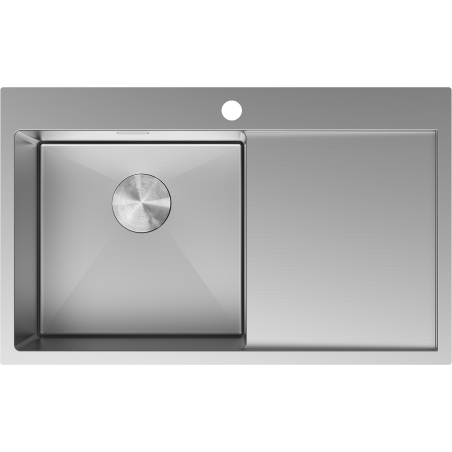 Mexen Exar 1-bowl steel sink with drainer, left, 780 x 480 mm, inox - 6433781010L-01