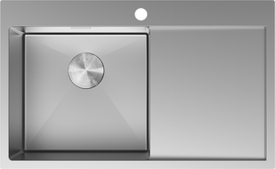 Mexen Exar Edelstol-Spullsteen 1-Kummer mat Oflausberäich, lenks 780 x 480 mm, Inox - 6433781010L-01