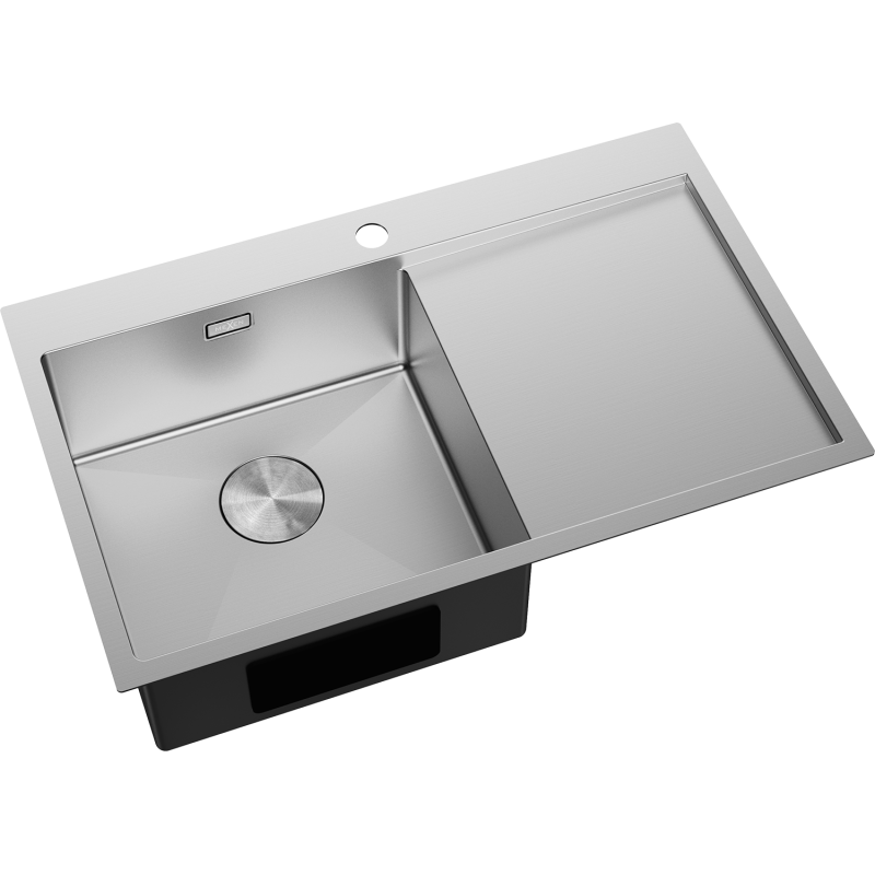 Mexen Exar fregadero de acero 1 cubeta con escurridor, izquierdo 780 x 480 mm, inox - 6433781010L-01