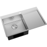 Mexen Exar stalen spoelbak 1-kamerig met linker afdruiprek 780 x 480 mm, inox - 6433781010L-01