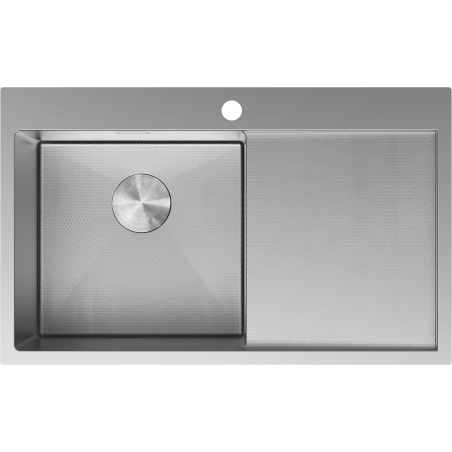 Mexen Exar čelični sudoper s jednom komorom i ocjeđivačem, lijevi 780 x 480 mm, inox HC - 6433781010L-01HC