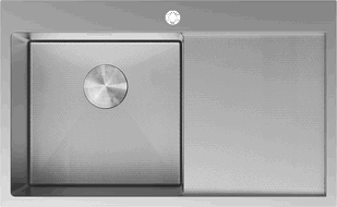 Mexen Exar čelični sudoper s jednom komorom i ocjeđivačem, lijevi 780 x 480 mm, inox HC - 6433781010L-01HC