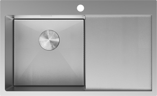 Mexen Exar roestvrijstalen spoelbak 1-komerig met linker afdruiprek 780 x 480 mm, inox HC - 6433781010L-01HC