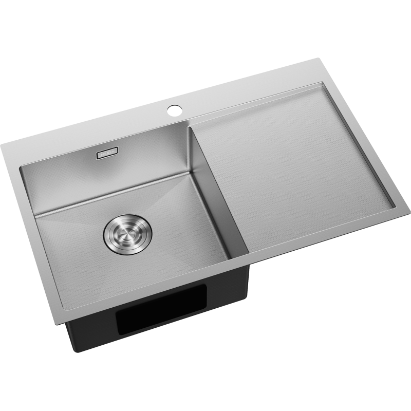 Mexen Exar Évier en acier inoxydable 1 bac avec égouttoir, gauche 780 x 480 mm, inox HC - 6433781010L-01HC