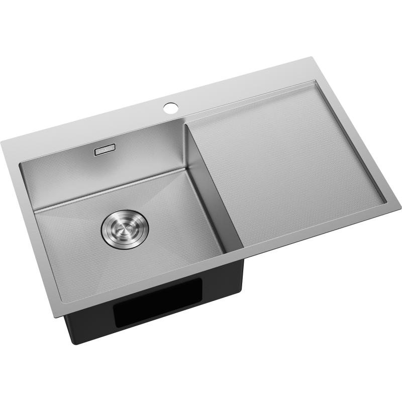 Mexen Exar lavello in acciaio a 1 vasca con scolapiatti, sinistro 780 x 480 mm, inox HC - 6433781010L-01HC