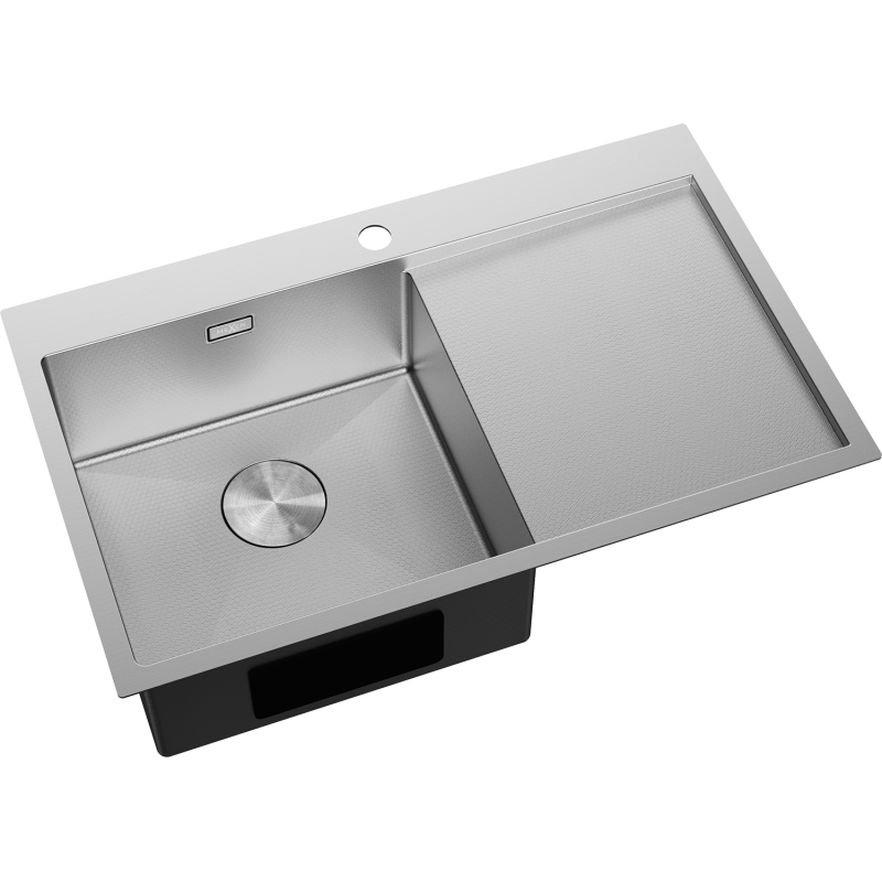 Mexen Exar Edelstahlspüle, 1-beckig mit linker Abtropffläche 780 x 480 mm, Inox HC - 6433781010L-01HC