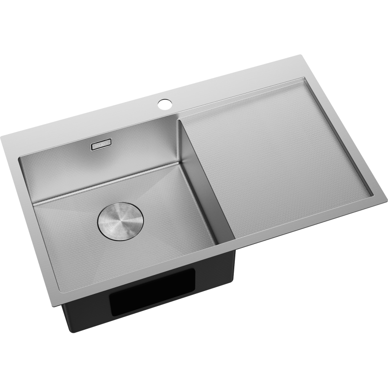 Mexen Exar rostfri diskbänk med en ho och vänster avrinningsdel 780 x 480 mm, inox HC - 6433781010L-01HC